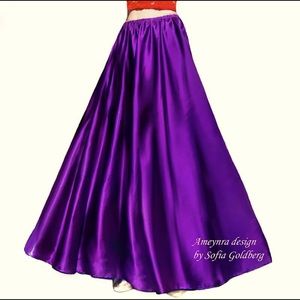 Purple Satin Maxi Skirt. Ameynra design. New